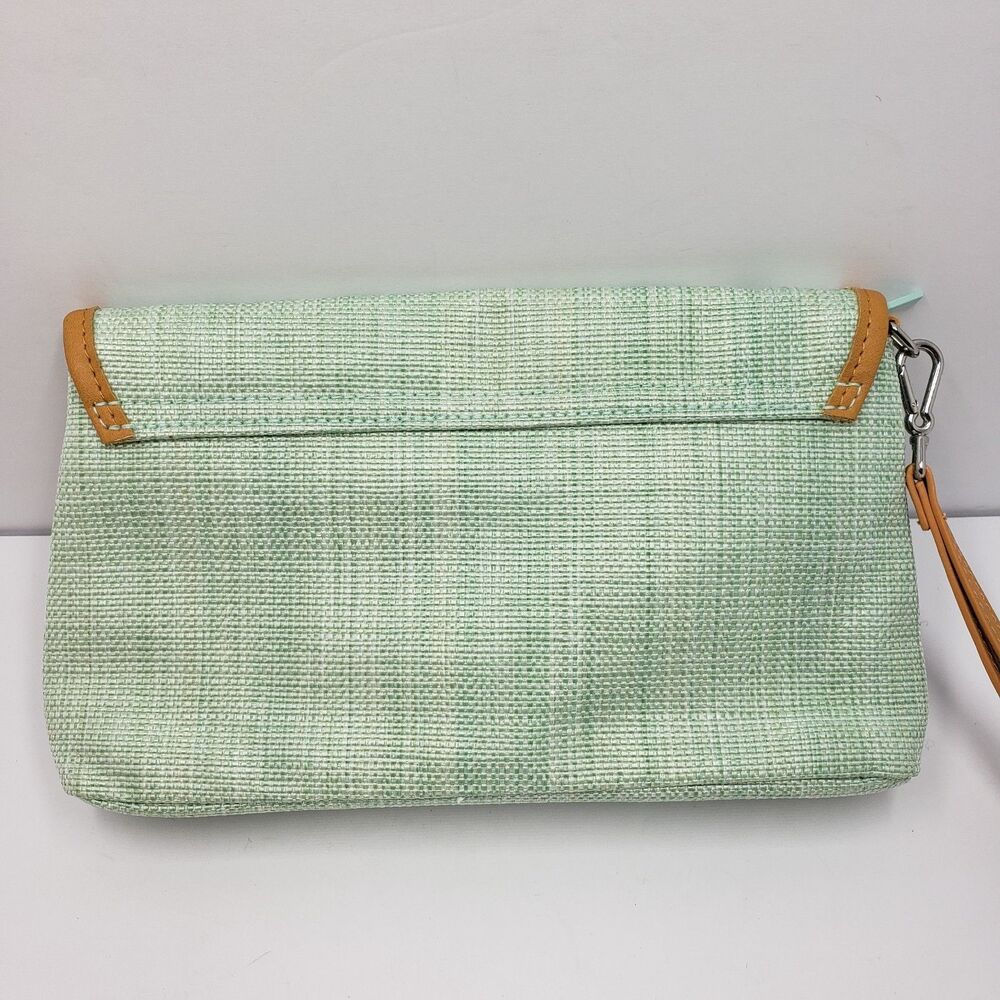 Vera Bradley Straw Beach Wristlet Clutch Sea Turtle Light Green Embroidered RFID - Picture 3 of 16